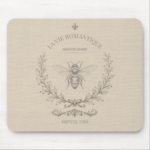 Beige Honigbiene Französisches Landhaus-Stil Vinta Mousepad