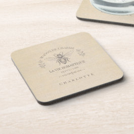 Beige Honigbiene Französisches Landhaus Vintage Ru Getränkeuntersetzer