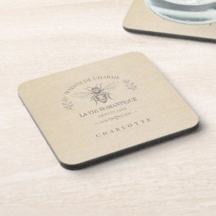 Beige Honigbiene Französisches Landhaus Vintage Ru Getränkeuntersetzer