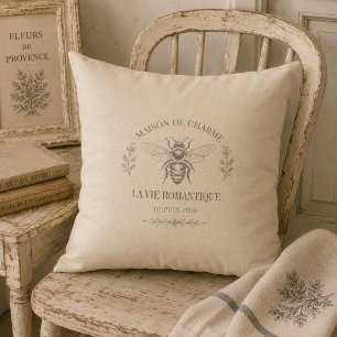 Beige Honigbiene Französisches Landhaus Vintage Ru Kissen
