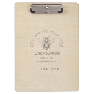Beige Honigbiene Französisches Landhaus Vintage Ru Klemmbrett