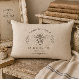 Beige Honigbiene Französisches Landhaus Vintage Ru Lendenkissen