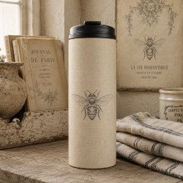 Beige Honigbiene Französisches Landhaus Vintage Ru Thermosbecher