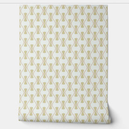 Beige hourglass and wave retro pattern on white tapete