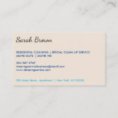 Beige House Cleaning Janitorial Glove Schürze Maid Visitenkarte (Rückseite)