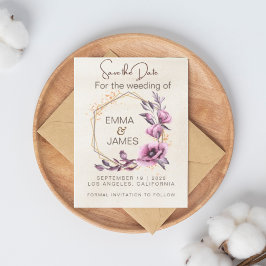 Beige Illustration Wasserfarbe Blume Save the Date Postkarte