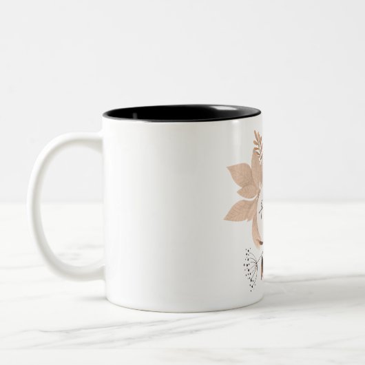 Beige Illustriert Nature Blätter Tasse (Links)