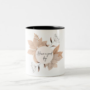 Beige Illustriert Nature Blätter Tasse