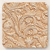 Beige Imitate aus Leder Getränkeuntersetzer (Vorderseite)