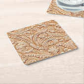 Beige Imitate aus Leder Rechteckiger Pappuntersetzer (angewinkelt)