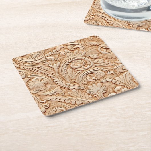 Beige Imitate aus Leder Rechteckiger Pappuntersetzer (angewinkelt)