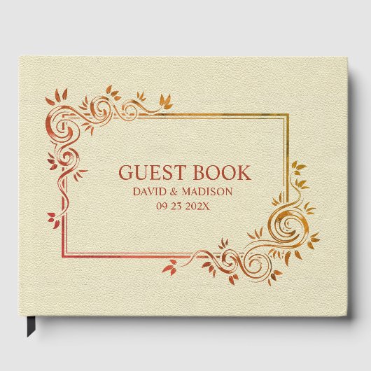 Beige Imitate Lederbraun Gästebuch (Vorderseite)