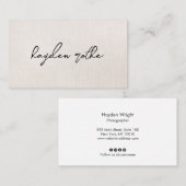 Beige Imitate Linen Signature-Script Visitenkarte (Vorne/Hinten)