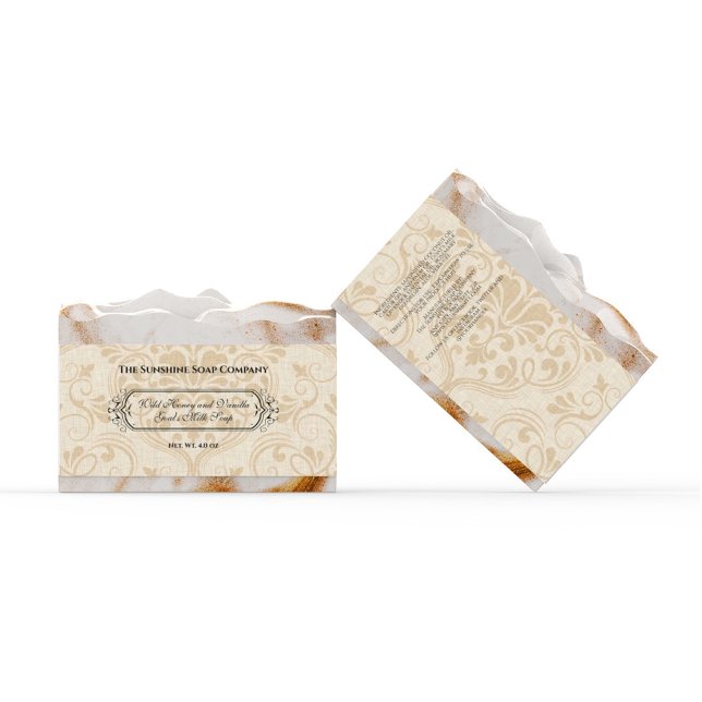 Beige Imitate Linken Damask Style Soap Band / Labe (Von Creator hochgeladen)