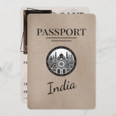 Beige India Passport Save the Date (Vorne/Hinten)