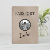 Beige India Passport Save the Date (Stehend Vorderseite)