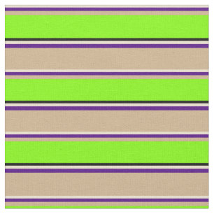 Beige, Indigo, Tan, Chartreuse und Schwarzes Muste Stoff