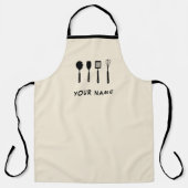 Beige Individuelle Name Schürze (Vorderseite)