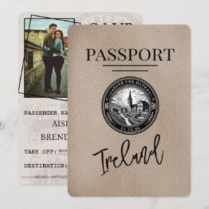 Beige Ireland Passport Save the Date