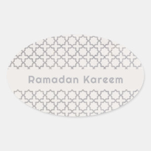 Beige islamische geometrische Muster Ovaler Aufkleber