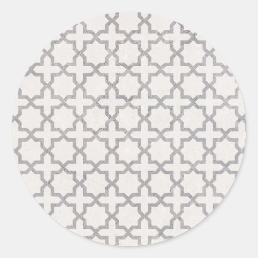 Beige islamische geometrische Muster Runder Aufkleber (Vorderseite)