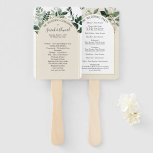 Beige Ivory Boho Arch botanisches Hochzeitsprogram Fächer
