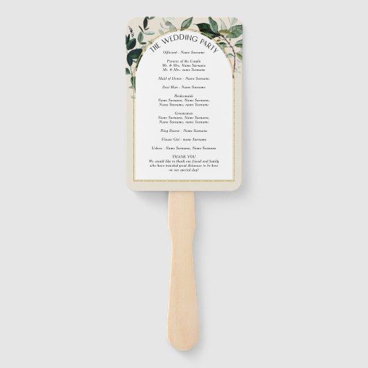 Beige Ivory Boho Arch botanisches Hochzeitsprogram Fächer (Rückseite)