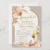 Beige Ivory Boho Brunch und Bubbly Brautparty Einladung (Vorderseite)