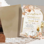 Beige Ivory Boho Pumpkin & Prosecco Brautparty Einladung