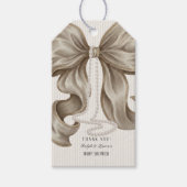 Beige Ivory Bow Baby Shower Thank You Geschenkanhänger (Vorderseite)