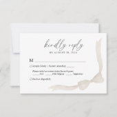 Beige Ivory Bow Ribbon Menu Choice Wedding RSVP (Vorderseite)