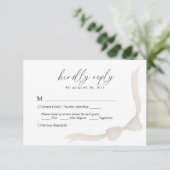 Beige Ivory Bow Ribbon Menu Choice Wedding RSVP Karte (Stehend Vorderseite)