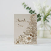 Beige & Ivory Floral Danke Karte (Stehend Vorderseite)