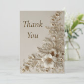 Beige & Ivory Floral Danke Karte (Stehend Vorderseite)