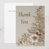 Beige & Ivory Floral Danke Karte (Vorne/Hinten)