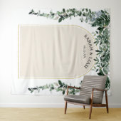 Beige Ivory Moderne Botanische Hochzeit Hintergrun Wandteppich (Beispiel (Horizontal))