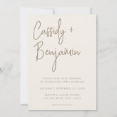 Beige Ivory Script Minimalistisch Moderne Hochzeit Einladung (Vorderseite)