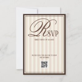 Beige Ivory Striped Luxury Wedding RSVP Karte