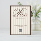 Beige Ivory Striped Luxury Wedding RSVP Karte (Stehend Vorderseite)