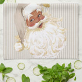Beige Ivory Vintager Weihnachtsmann Geschirrtuch (Gefaltet)