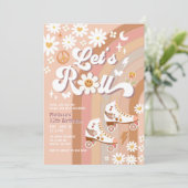 Beige JEDES ALTER Roll Retro Groovy Geburtstag Einladung (Stehend Vorderseite)