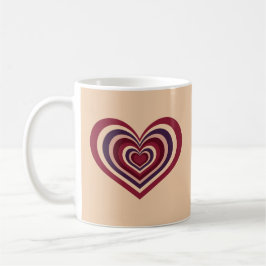 Beige Kaffee-Tasse mit Retro-Rotes Herz Kaffeetasse