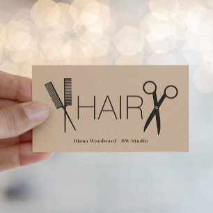 Beige Kamm Schere Friseure Visitenkarte