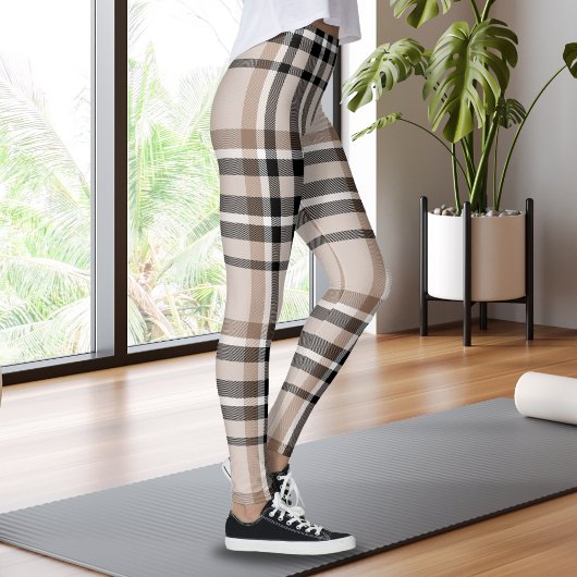 Beige Kariert Leggings