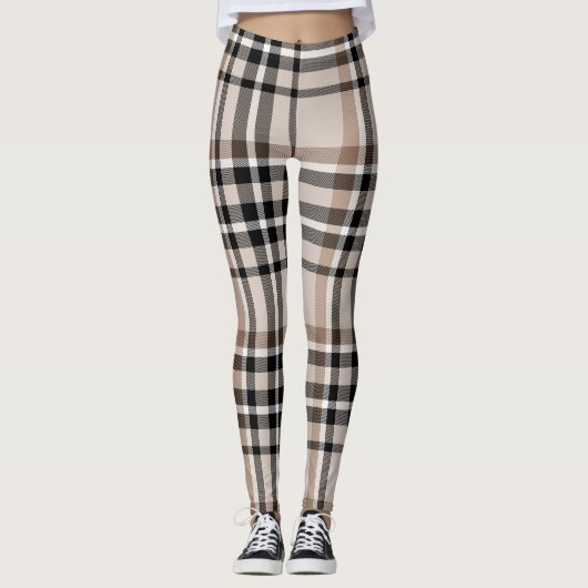 Beige Kariert Leggings (Vorderseite)