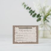 Beige Karierte Holzkarte Bar Mitzvah RSVP Card Hinweiskarte (Stehend Vorderseite)