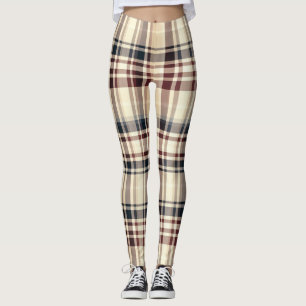 Beige Karierte klassische Prüfmuster Leggings