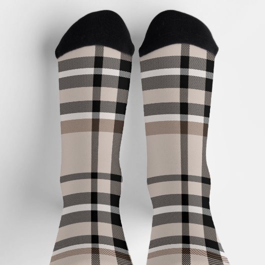 Beige Karierte Socken (Oben)