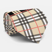 Beige Karierte Tartan Prüfmuster Kariertes Muster Krawatte (Gerollt)