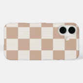 Beige kariertes Schachbrettmuster mit Neutralbraun Case-Mate iPhone Hülle (Rückseite (Horizontal))